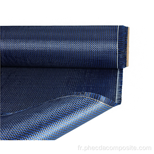 Tissu de fibres de tissu hybride en tissu hybride en carbone bleu ordinaire